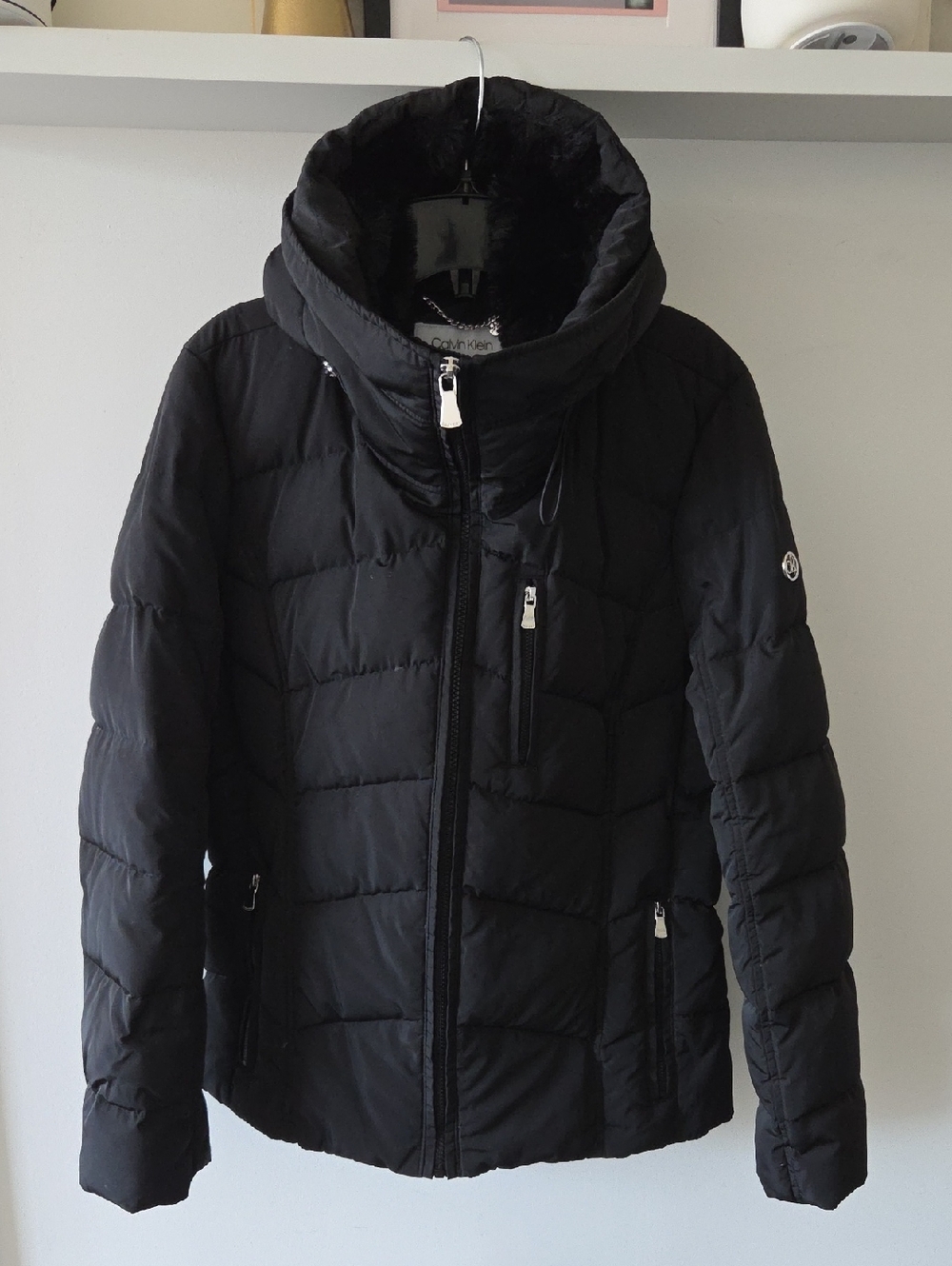 Calvin Klein Black Quilted High-Collar Puffer Jacket